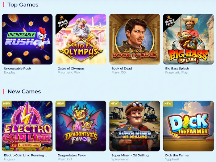 CrabSlots Casino games